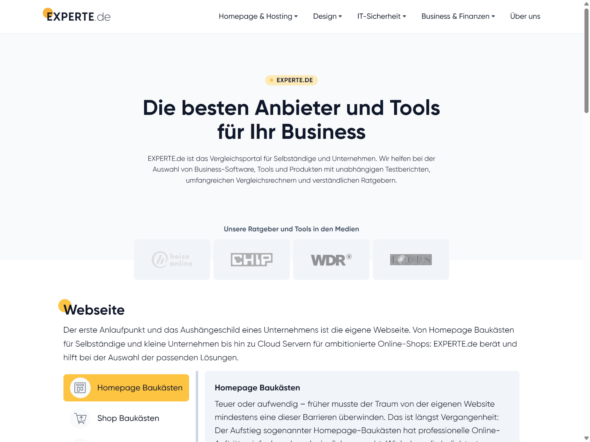 Screenshot von Experte.de